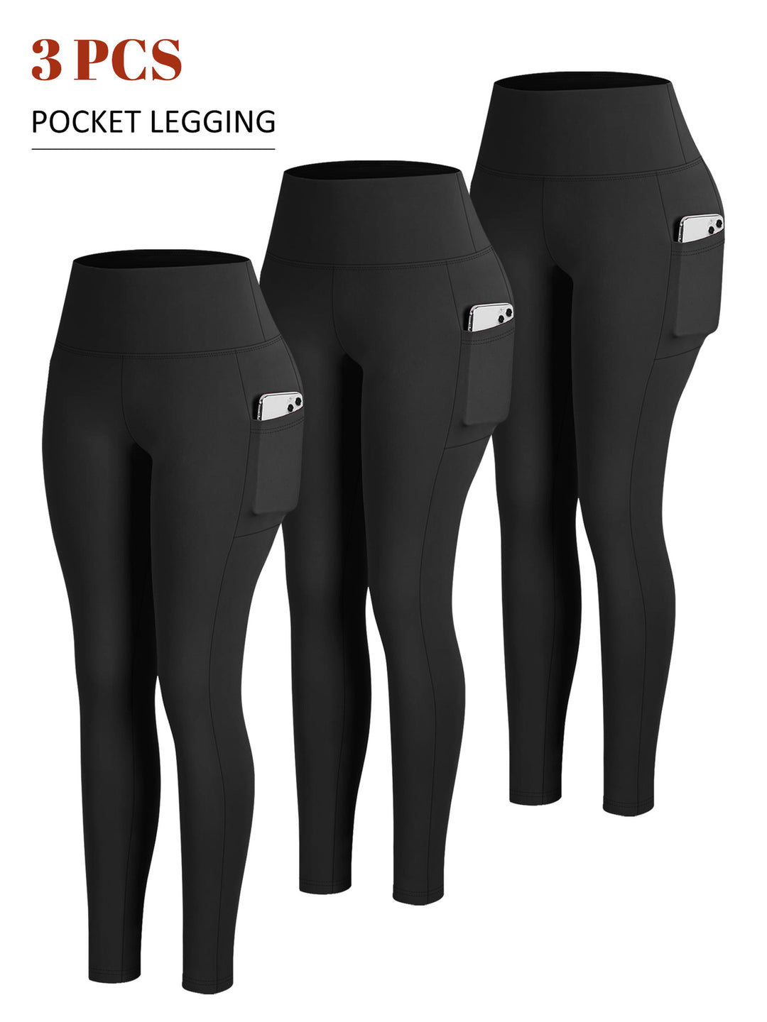 Damen Knöchelhohe Sportleggings mit hohem Bund und seitlicher Smartphone-Tasche Drune