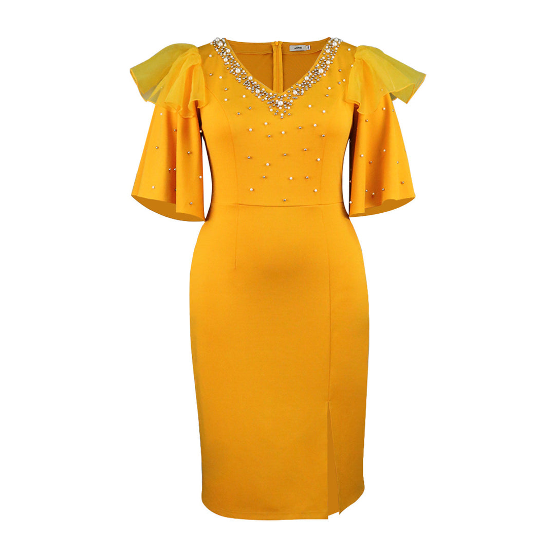 Damen Elegantes Cocktailkleid mit funkelnden Applikationen Drune