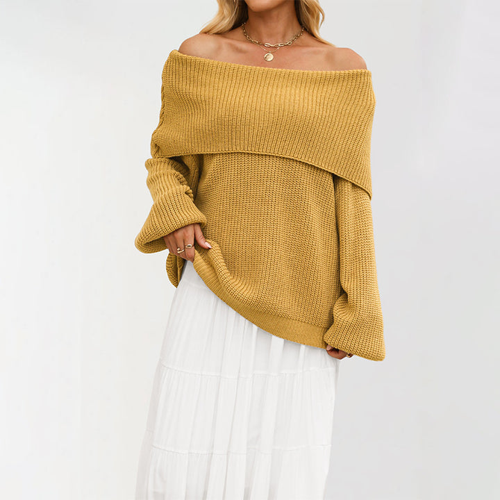 Damen Off-Shoulder Strickpullover mit strukturierter Oberfläche Drune