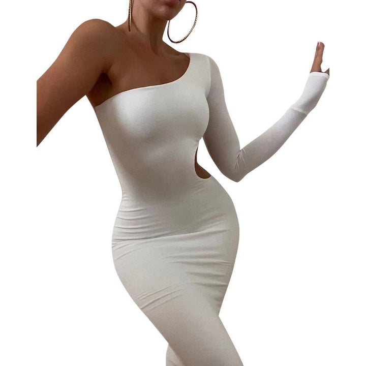 Damen Elegantes Abendkleid mit einem Ärmel und seitlichem Cut-Out Drune