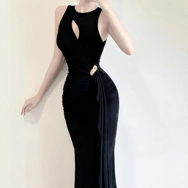Damen figurbetontes Abendkleid mit asymmetrischem Schnitt und eleganter Drapierung Drune