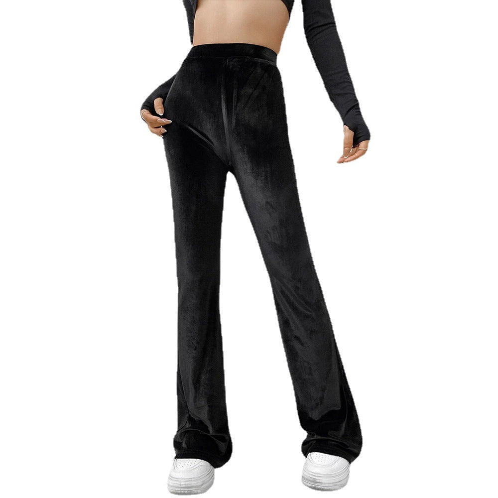 Damen samtige Highwaist‑Schlaghose mit weitem Bein und sculptender Passform Drune
