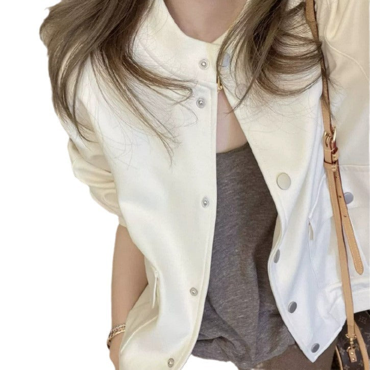 Damen Modische Übergangsjacke mit Druckknopf und lässigem Schnitt Drune