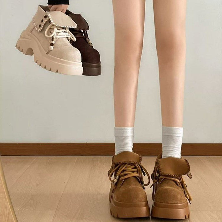 Damen Chunky Schnürboots mit modischem Einsatz Drune