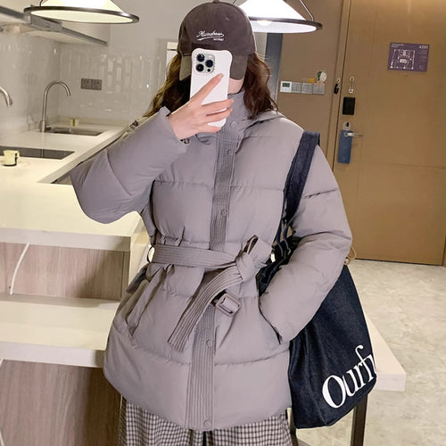 Damen klassische Pufferjacke mit hohem Kragen und praktischen Taschen Drune