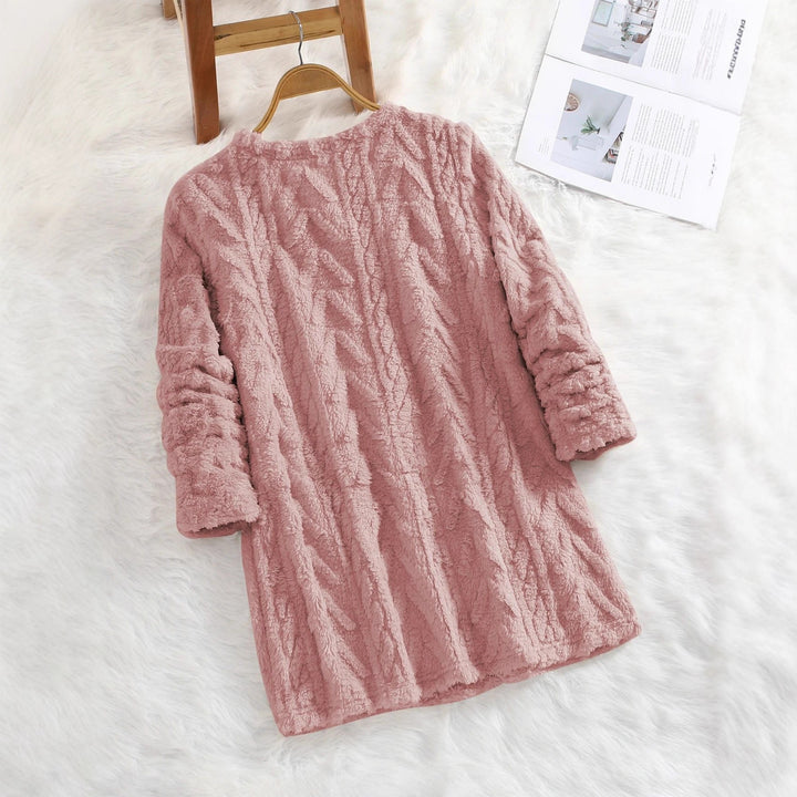 Damen kuscheliger Sweatkleid mit herzförmigem Textilmuster Drune