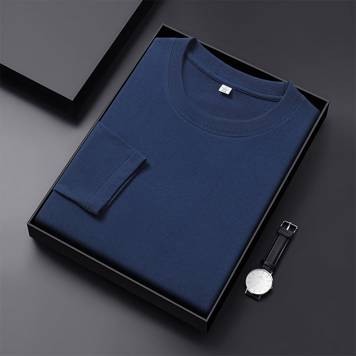 Herren Langarmshirt aus Premium-Baumwollmix mit Rundhalsausschnitt und feiner Rippstruktur Drune