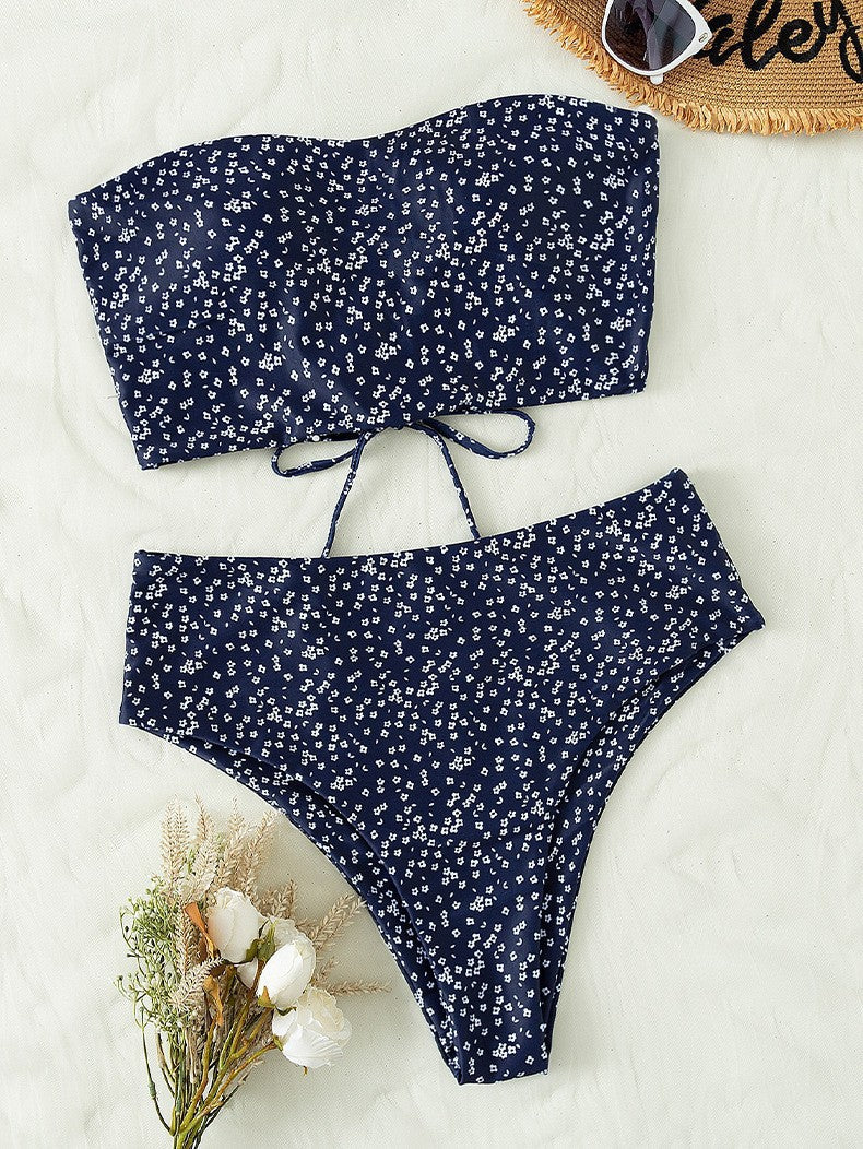 Damen Bikini-Set mit bandeau Oberteil und hohem Taillenslip Drune