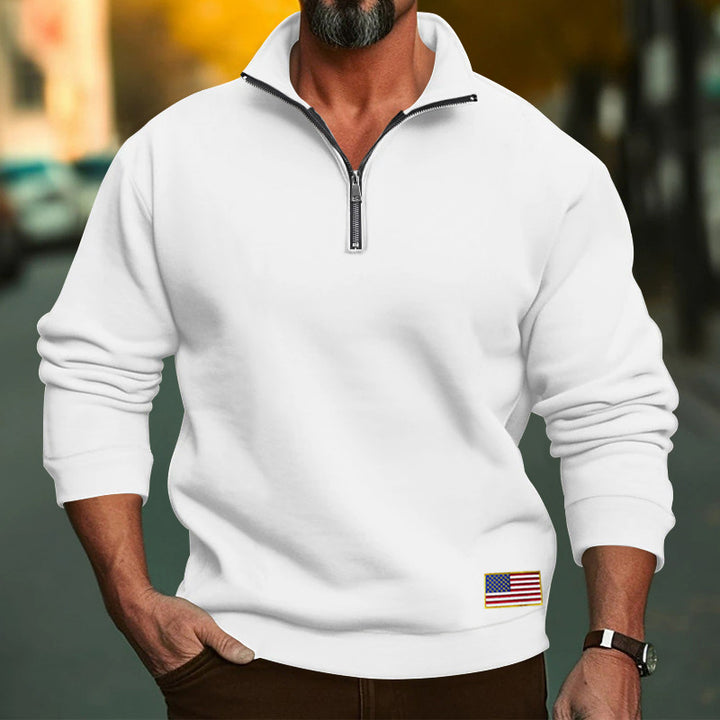Herren Hoodie mit halbem Reißverschluss und gesticktem Patch Drune