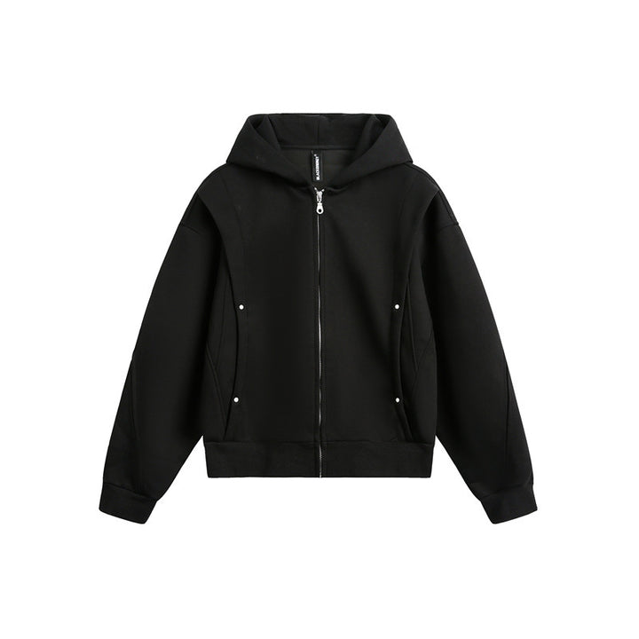 Unisex Oversize Kapuzen-Sweatjacke mit Reißverschluss und verdeckten Seitentaschen Drune