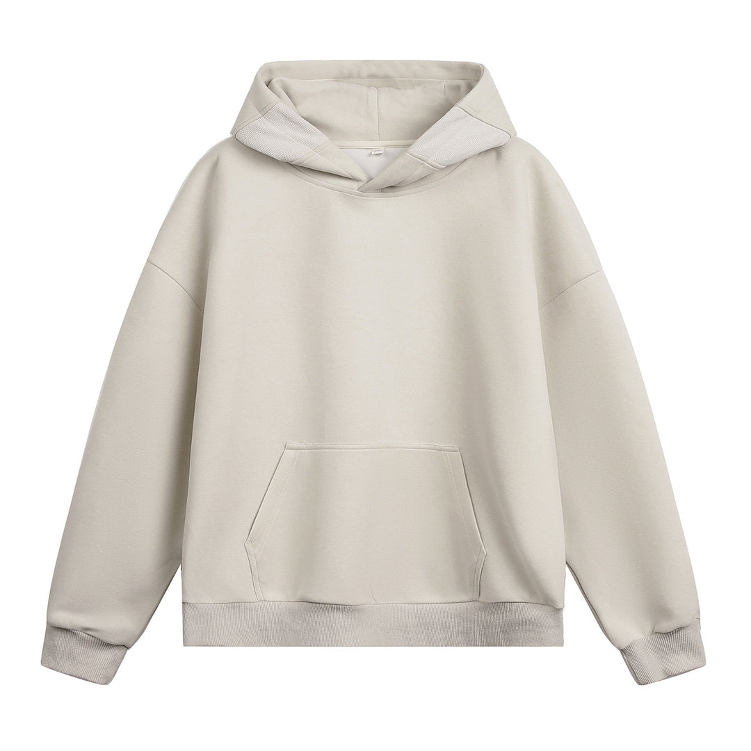 Unisex Oversize-Kapuzenpullover ohne Kordel mit Kängurutasche und Raglanärmeln Drune