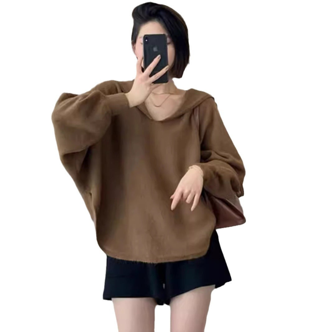 Damen oversized Kapuzenpullover aus hochwertigem Strick Drune