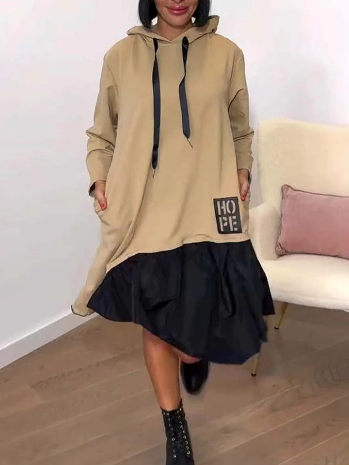 Damen Hoodie-Kleid mit voluminösem Rock und praktischen Taschen Drune