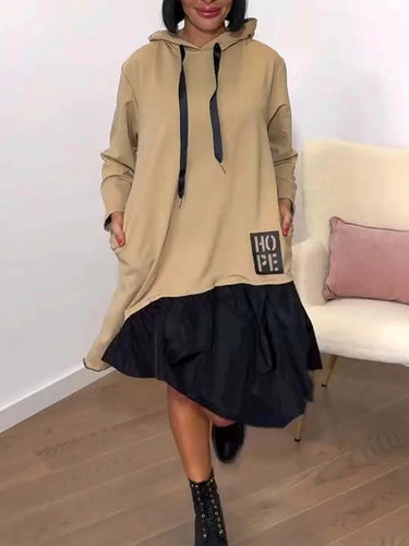 Damen Hoodie-Kleid mit voluminösem Rock und praktischen Taschen Drune