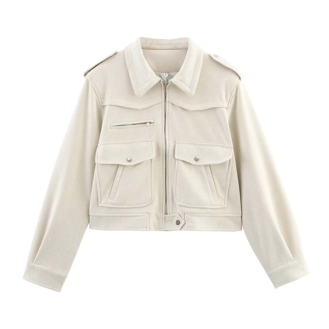 Damen nan cropped Fieldblouson mit Schulterklappen, großen Pattentaschen und mittiger Reißverschluss Drune