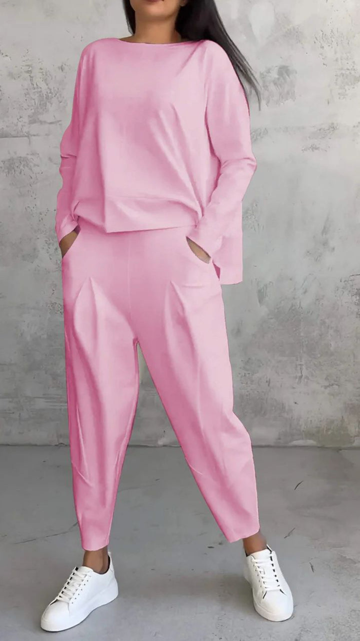 Damen Bequemes Freizeit-Set mit weitem Schnitt und Taschen Drune