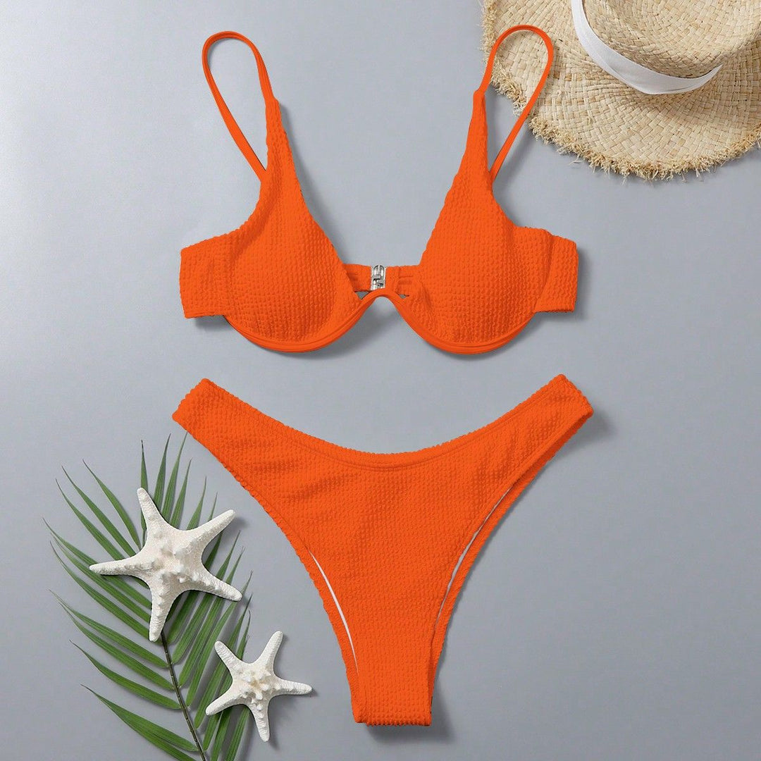 Damen Komfortabler Triangel-Bikini mit strukturierter Textur Drune