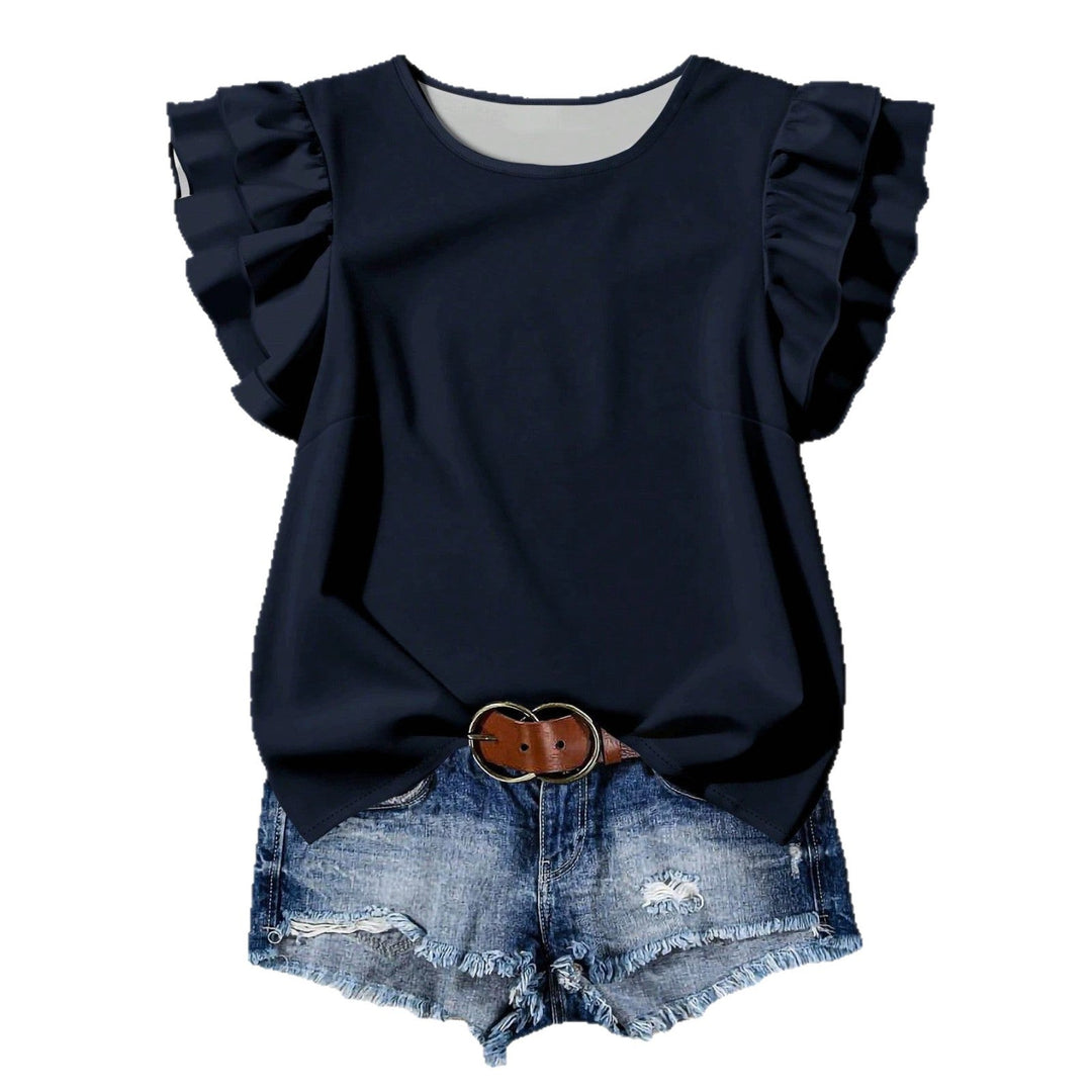 Damen Elegante Bluse mit Rüschendetails Drune