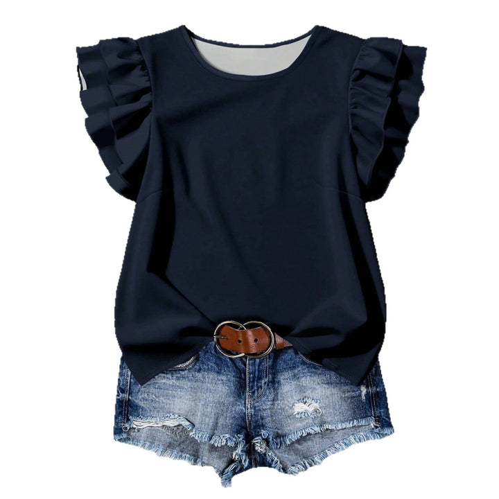 Damen Elegante Bluse mit Rüschendetails Drune
