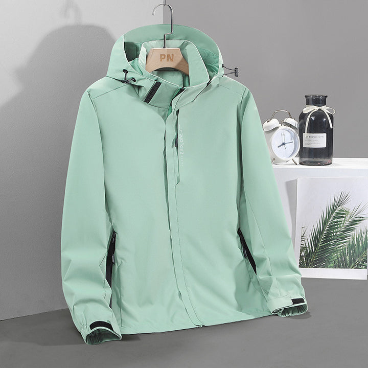 Herren Leichte wasserabweisende Softshell‑Außenjacke mit verstellbarer Kapuze und Sturmleiste Drune