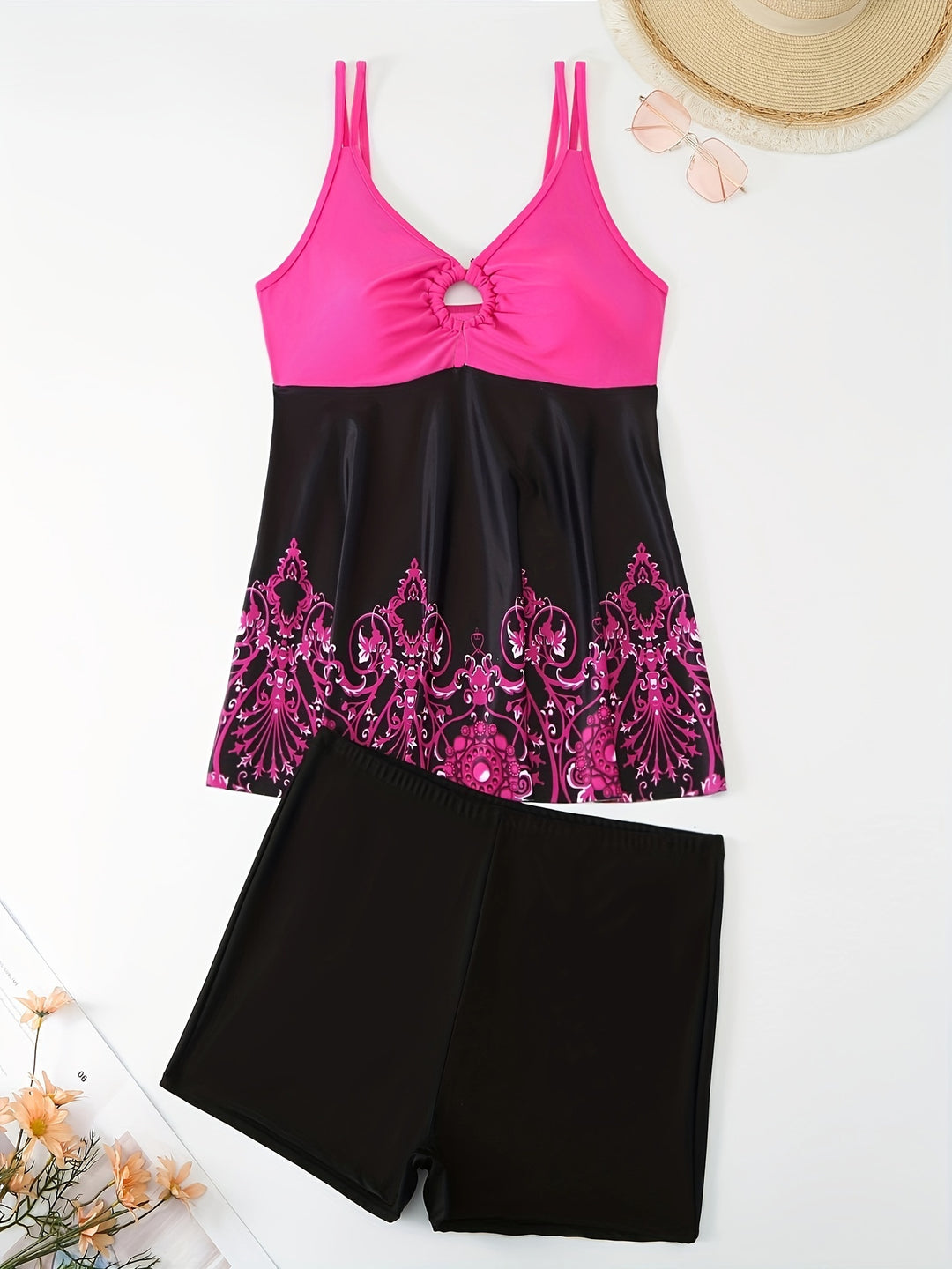 Damen Tankini-Set mit elegantem Muster und komfortablen Shorts Drune