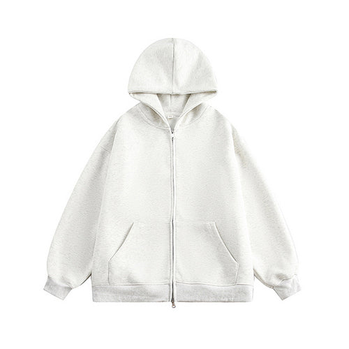 Unisex Oversize-Kapuzenjacke mit durchgehendem Reißverschluss und weichem Fleece-Innenfutter Drune