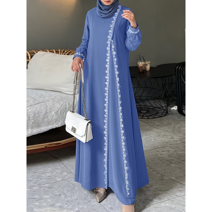 Damen elegantes Maxikleid mit aufwendiger Stickerei Drune