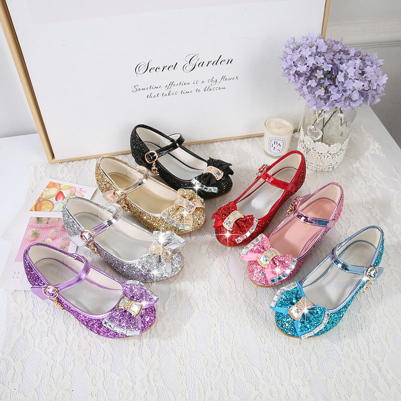 Mädchen Elegante Glitzer Ballerinas mit dekorativer Schleifen- und Strassapplikation Drune