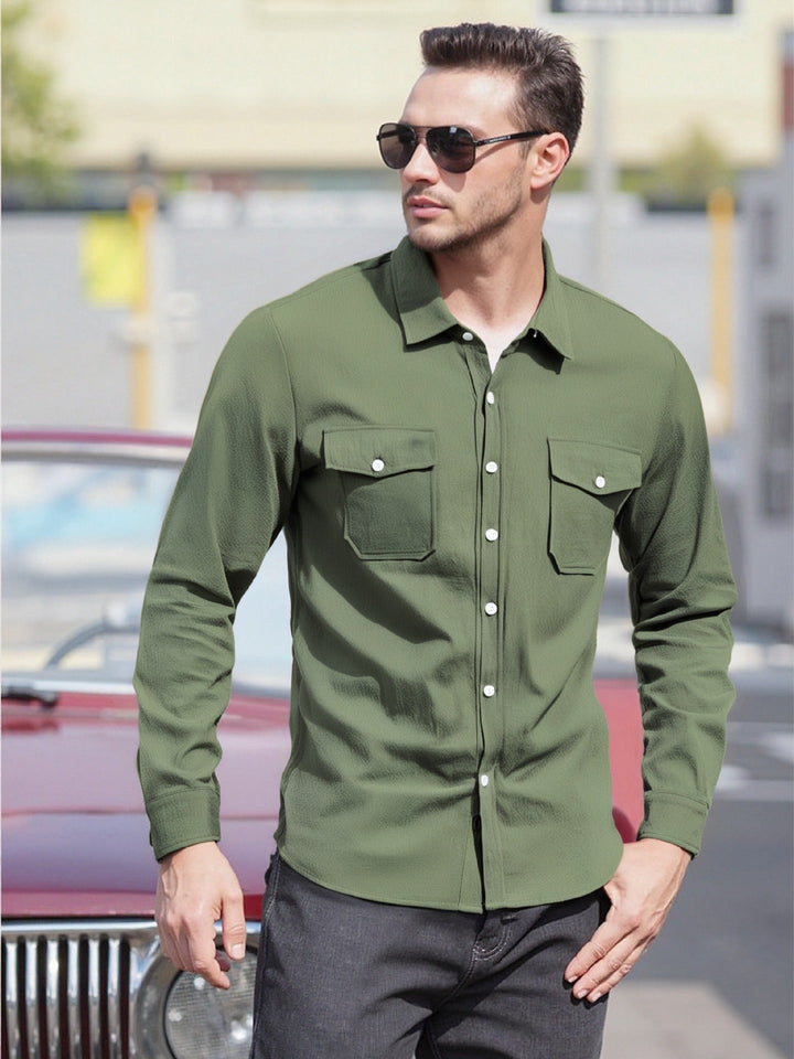 Herren Lässiges Langarmhemd mit praktischen Brusttaschen und modernem Schnitt Drune
