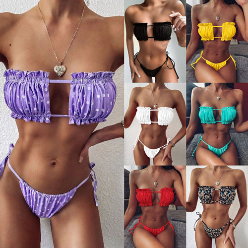 Damen Bandeau-Bikini mit voluminösen Rüschendetails Drune