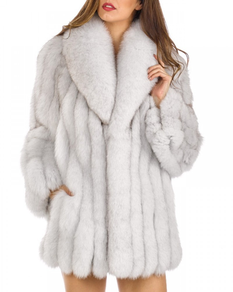 Damen Luxuriöse Kunstfelljacke mit voluminösen Ärmeln Drune