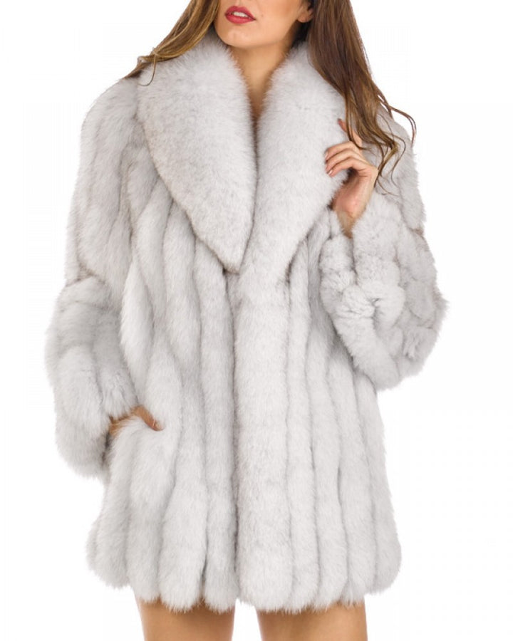Damen Luxuriöse Kunstfelljacke mit voluminösen Ärmeln Drune