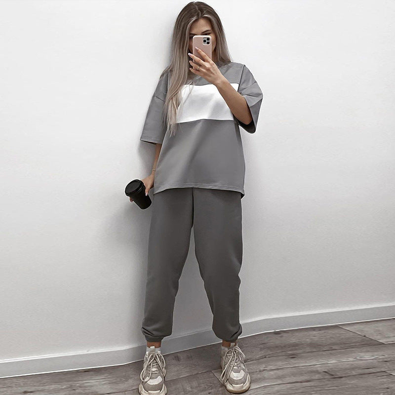 Damen lässiges Sportanzug-Set mit oversized Oberteil und bequemen Jogginghosen Drune