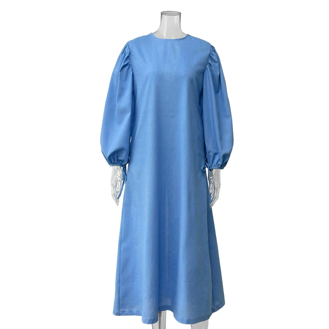 Damen Midikleid mit voluminösen Puffärmeln und elegantem Schnitt Drune