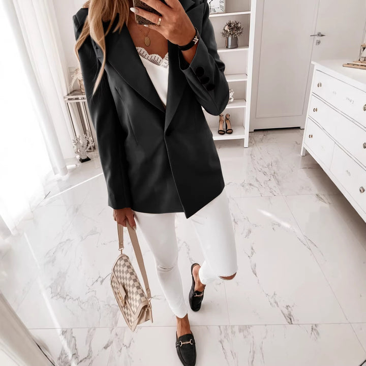 Damen Langblazer mit einreihiger Knopfleiste, tailliertem Schnitt und soften Schulterpolstern Drune