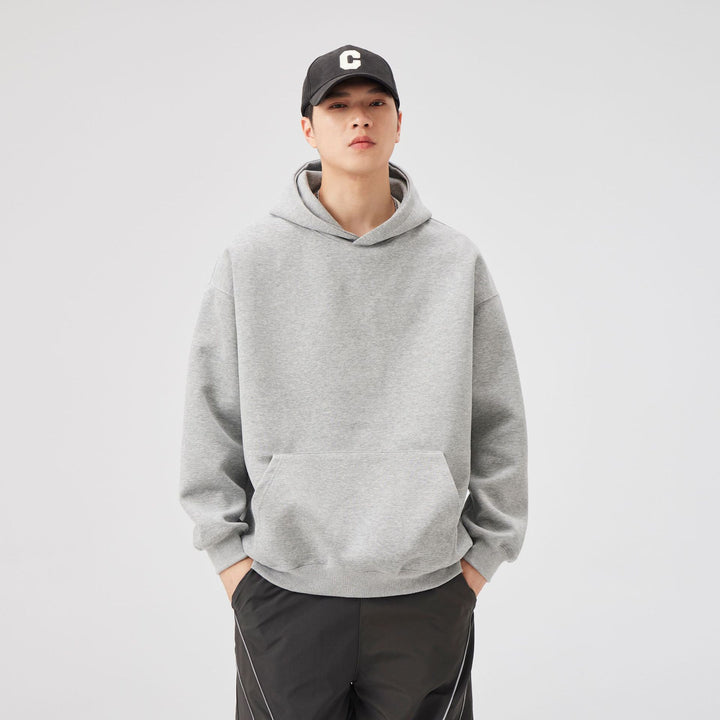 Unisex Oversize Kapuzenpullover aus schwerem Scuba‑Fleece mit Kängurutasche Drune