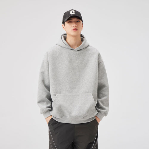 Unisex Oversize Kapuzenpullover aus schwerem Scuba‑Fleece mit Kängurutasche Drune