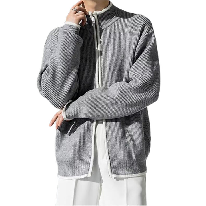 Herren Modische Strickjacke mit hohem Kragen Drune