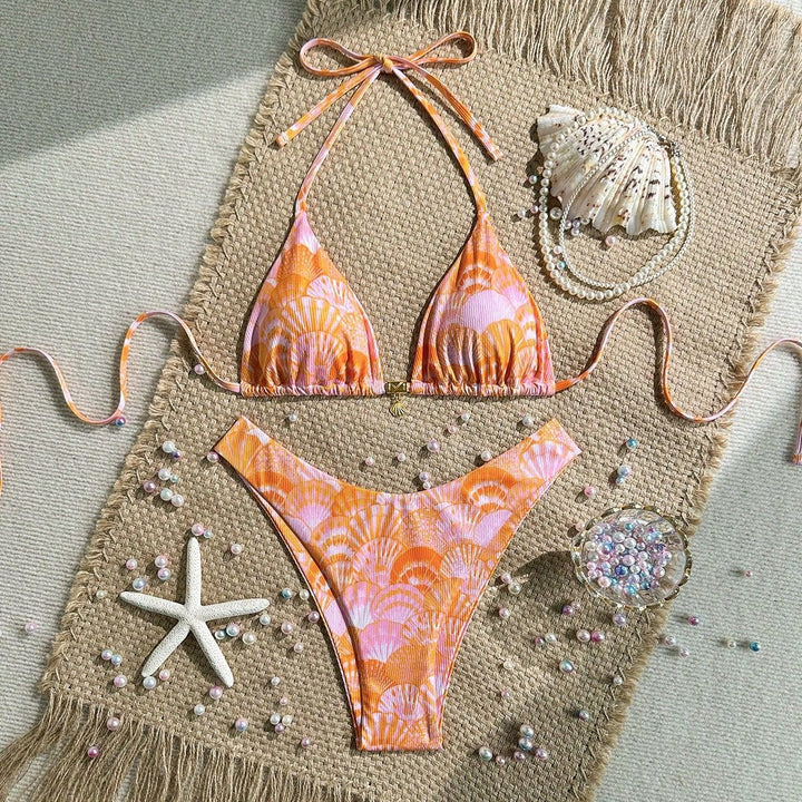 Damen Triangel-Bikini mit Muschel-Muster Drune