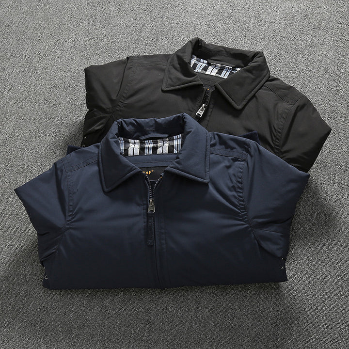 Herren Übergangsjacke im Harrington-Stil mit gesteppter Innenfütterung und Rippbündchen Drune