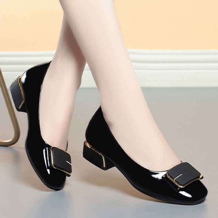 Damen elegante Ballerinas mit modischem Schmuckdetail und komfortablem Blockabsatz Drune