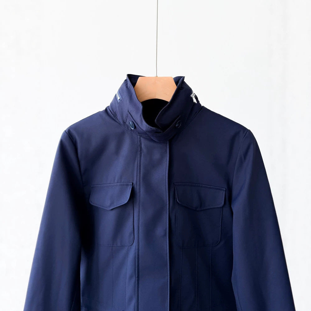 Damen moderne Utility-Jacke mit hohem Kragen Drune