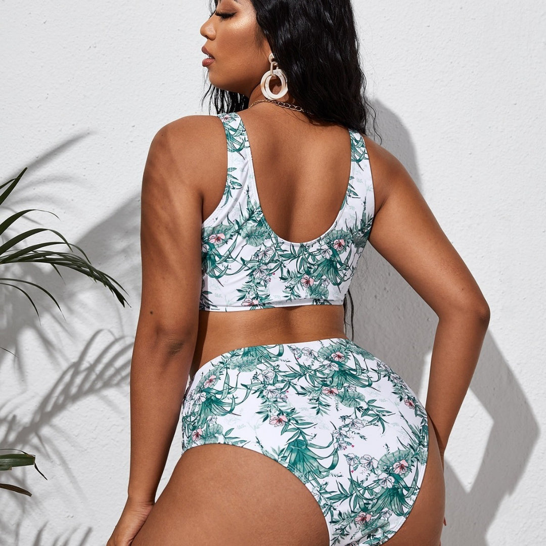 Damen Hochtailliertes Bikini-Set mit floralem Design Drune