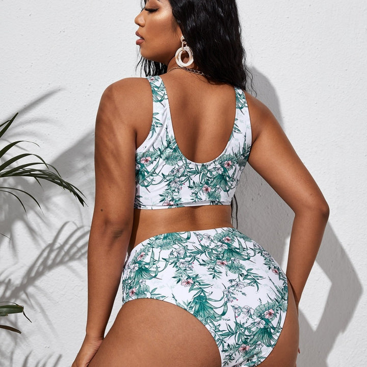 Damen Hochtailliertes Bikini-Set mit floralem Design Drune