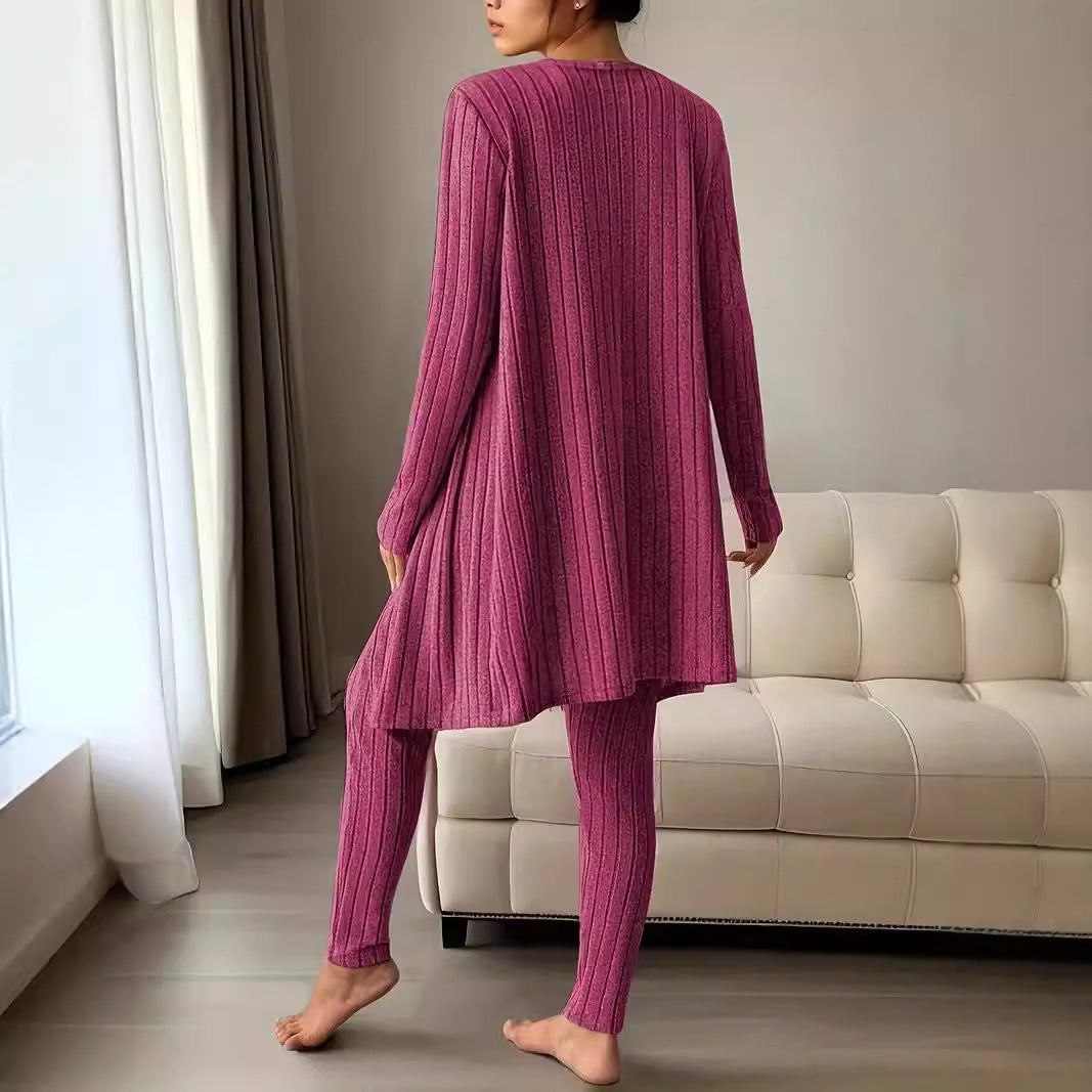Damen komfortables Strick-Loungewear Set Drune