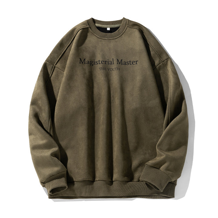 Unisex Oversize-Sweatshirt mit samtiger Fleece-Optik und tonalem Frontprint Drune
