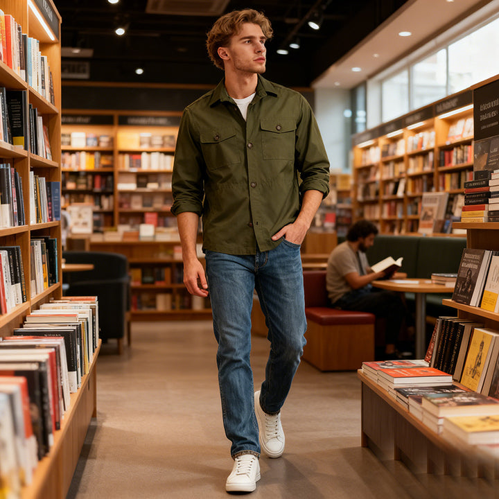 Herren Overshirt aus Baumwoll-Twill mit aufgesetzten Brusttaschen Drune