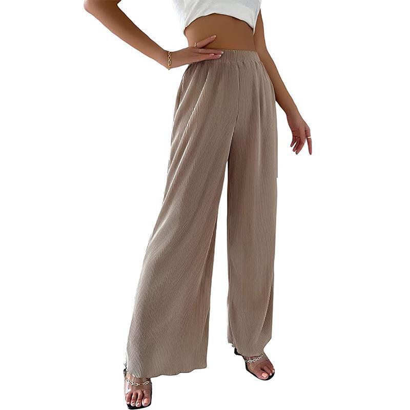 Damen Fließende Plissierte weit geschnittene Hose Drune