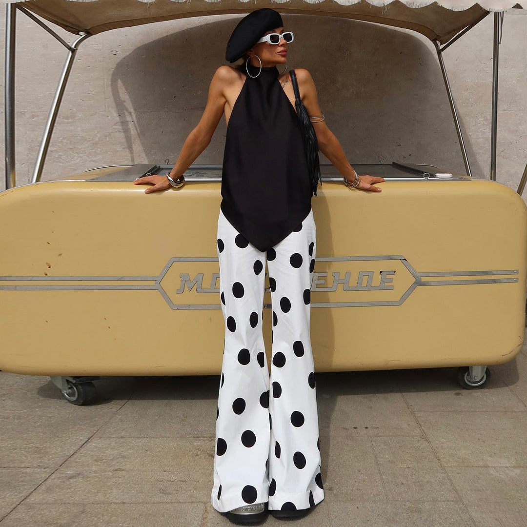 Damen Modische Schlaghose mit stilvollem Polka-Dot-Design Drune