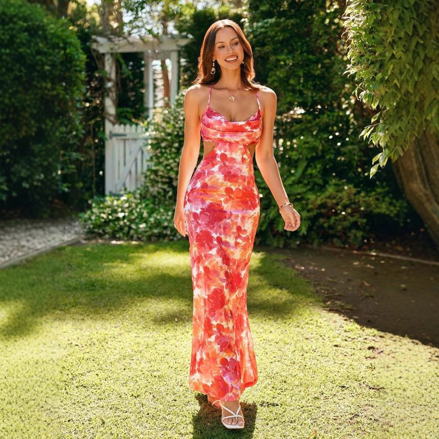 Damen Maxikleid mit Cut-Out und floralem Design Drune